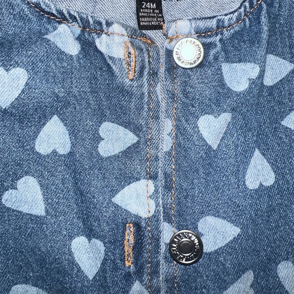 24 months 7 for all mankind Heart Patterned Blue Denim Kids Jacket - Picture 4 of 4